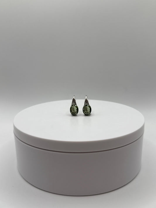 Minimalist Moldavite Earrings – Sterling Silver - Weight 2.94 Grams