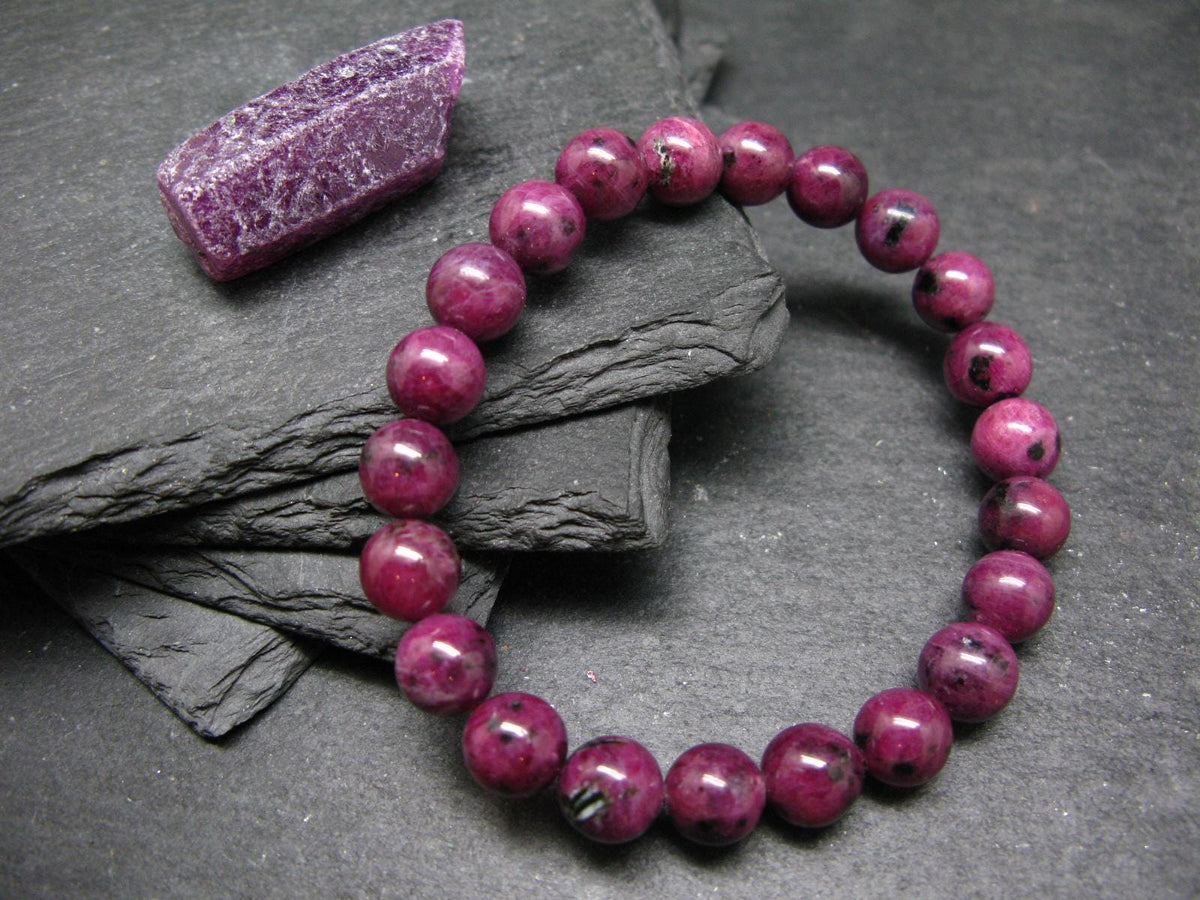 Ruby Genuine Bracelet ~ 7 Inches ~ 8mm Round Beads
