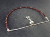 Lightweight Sparkly Faceted Red Garnet Faceted Beads Silver Bracelet - Size Adjustable - 3.64 Grams