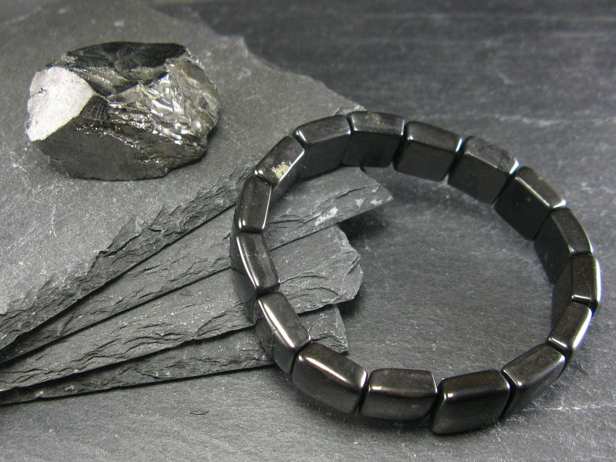 Shungite Genuine Bracelet ~ 7 Inches ~ 12mm Square Beads
