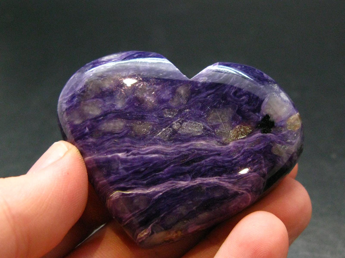 Rare High-Quality Charoite Tumbled Heart From Russia - 1.6" - 52.08 Grams