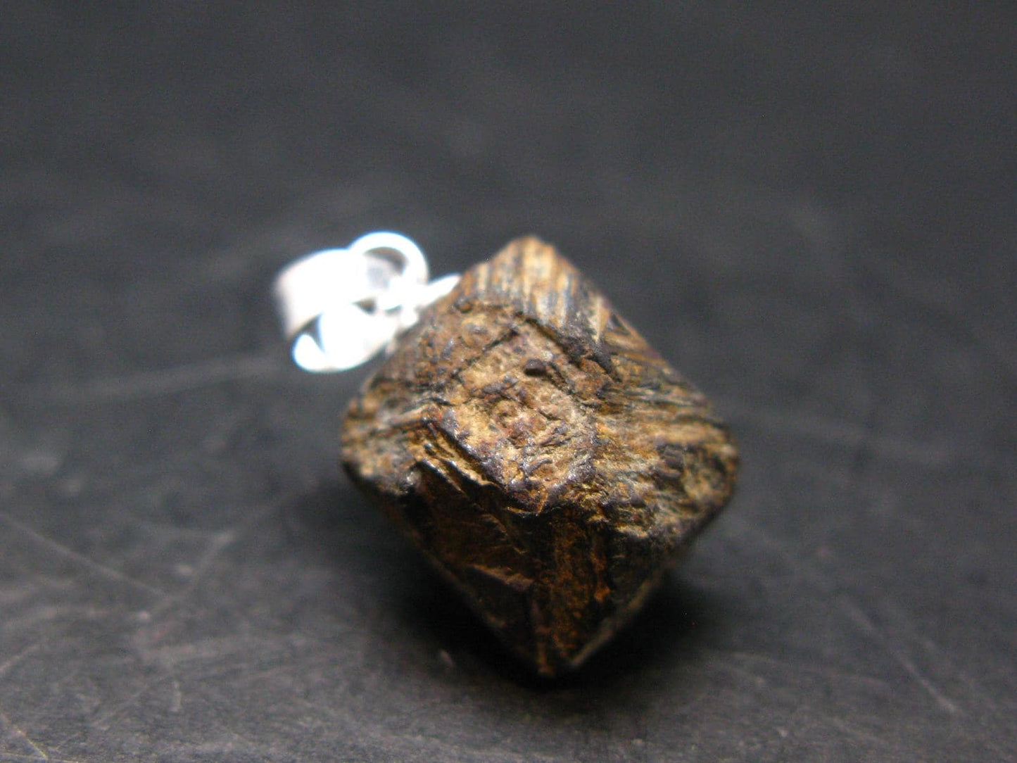 Magnetite Crystal Silver Pendant From Bolivia - 0.7" - 3.79 Grams