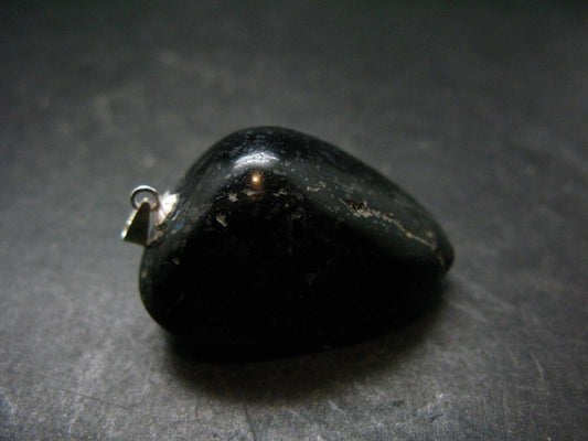 Very Rare Sterling Silver Nuumite Nuummite Pendant From Greenland - 1.6" - 24.04 Grams