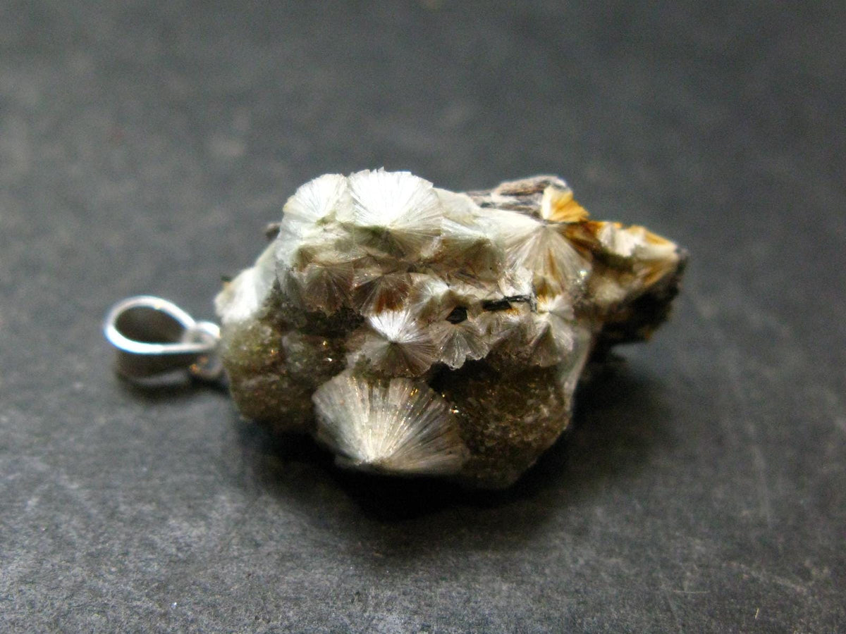 Rare Wavellite Cluster Silver Pendant From Arkansas, USA - 1.1" - 3.27 Grams