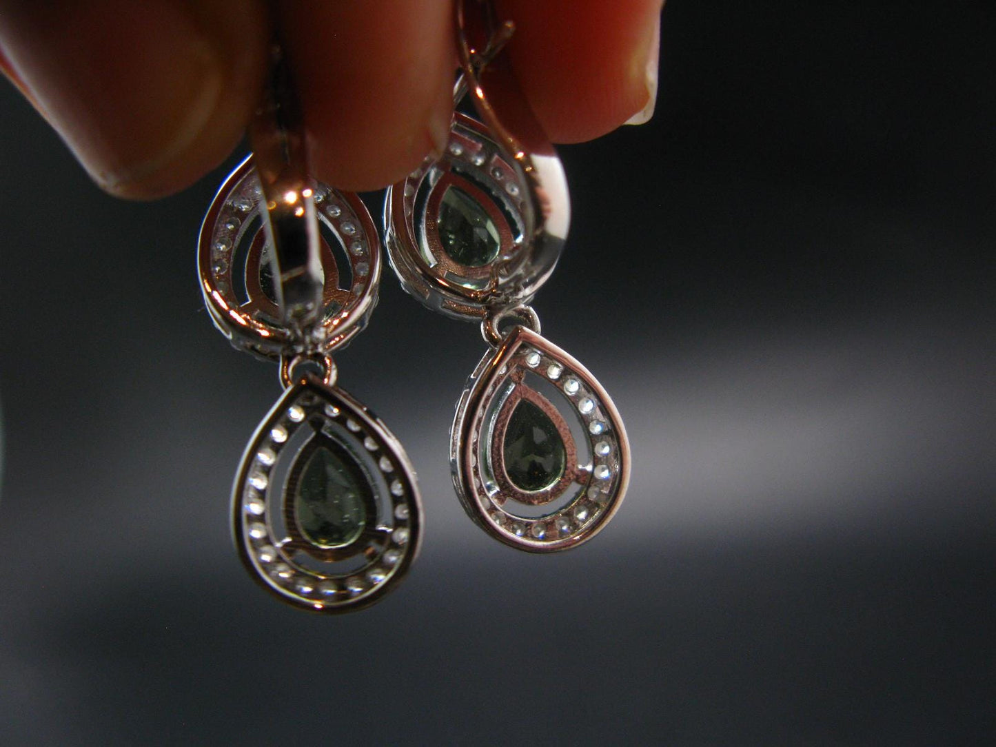 Moldavite Tektite Silver Earrings from Czech Republic - 4.87 Grams