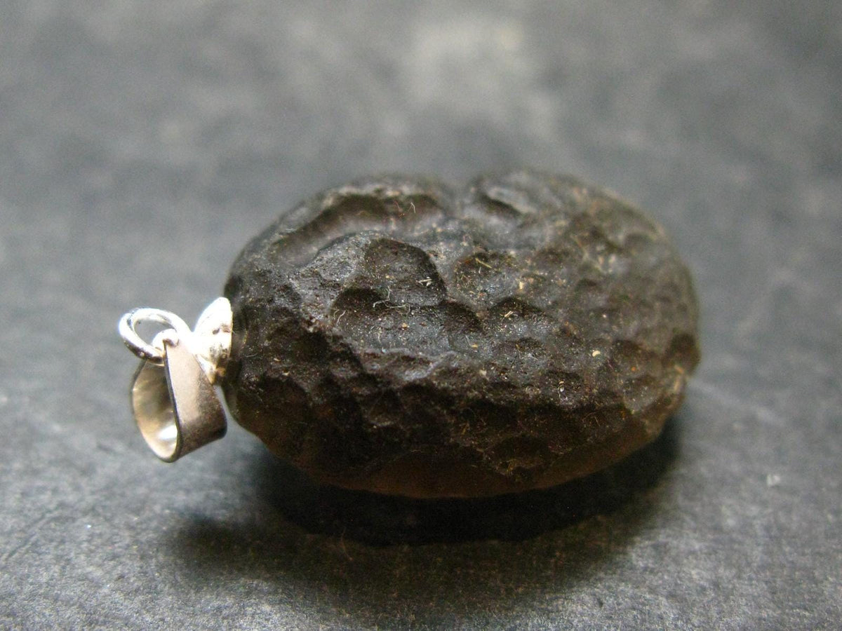 Colombianite Pseudotektite Silver Pendant from Colombia - 4.14 Grams - 1.1"