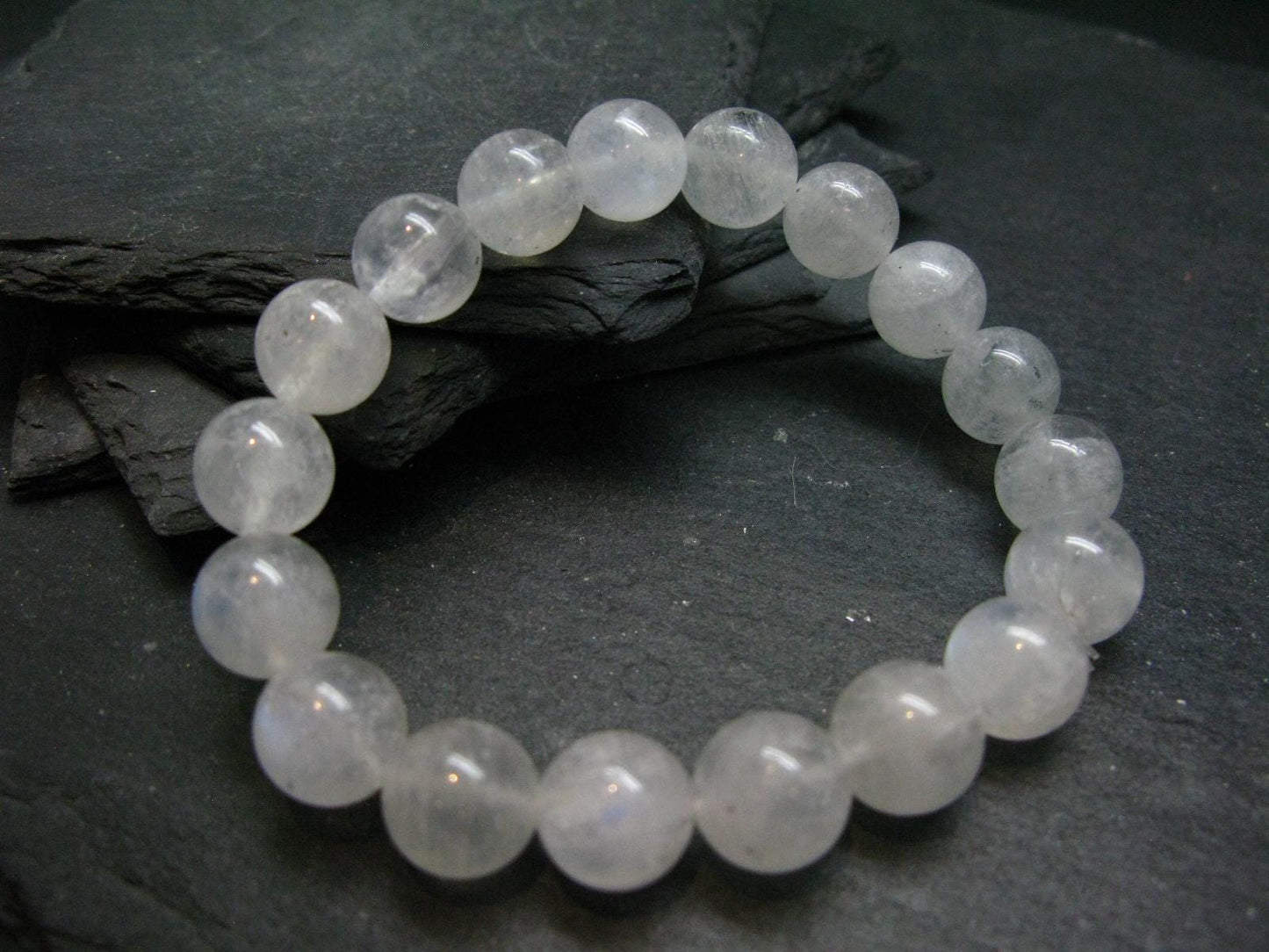 Moonstone Genuine Bracelet ~ 7 Inches ~ 12mm Round Beads