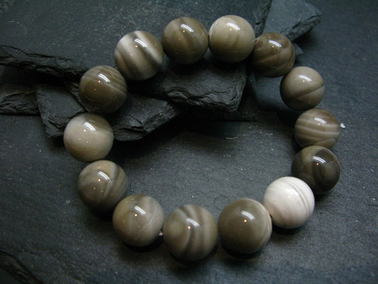 Flint Genuine Bracelet ~ 7 Inches ~ 14mm Round Beads
