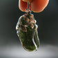 Large Gem Moldavite Tektite SS Pendant From Czech Republic - 8.25 Grams - 1.8"