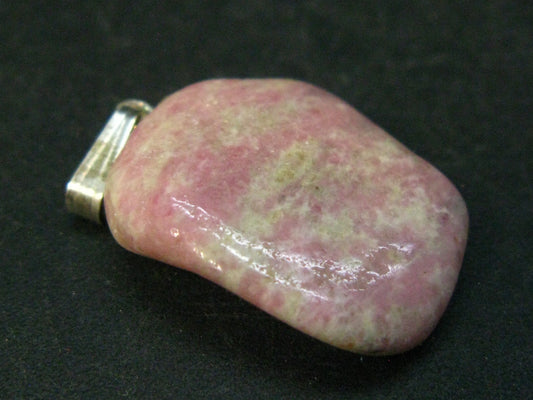 Rosaline Zoisite!! Rare Polished Thulite Silver Pendant From Norway - 1.2"