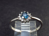 Natural Round Shaped Facetted Blue Topaz Crystal Sterling Silver Ring with CZ - 1.5 Grams - Size 8