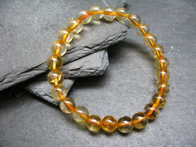 Citrine Genuine Bracelet ~ 7 Inches ~ 8mm Round Beads