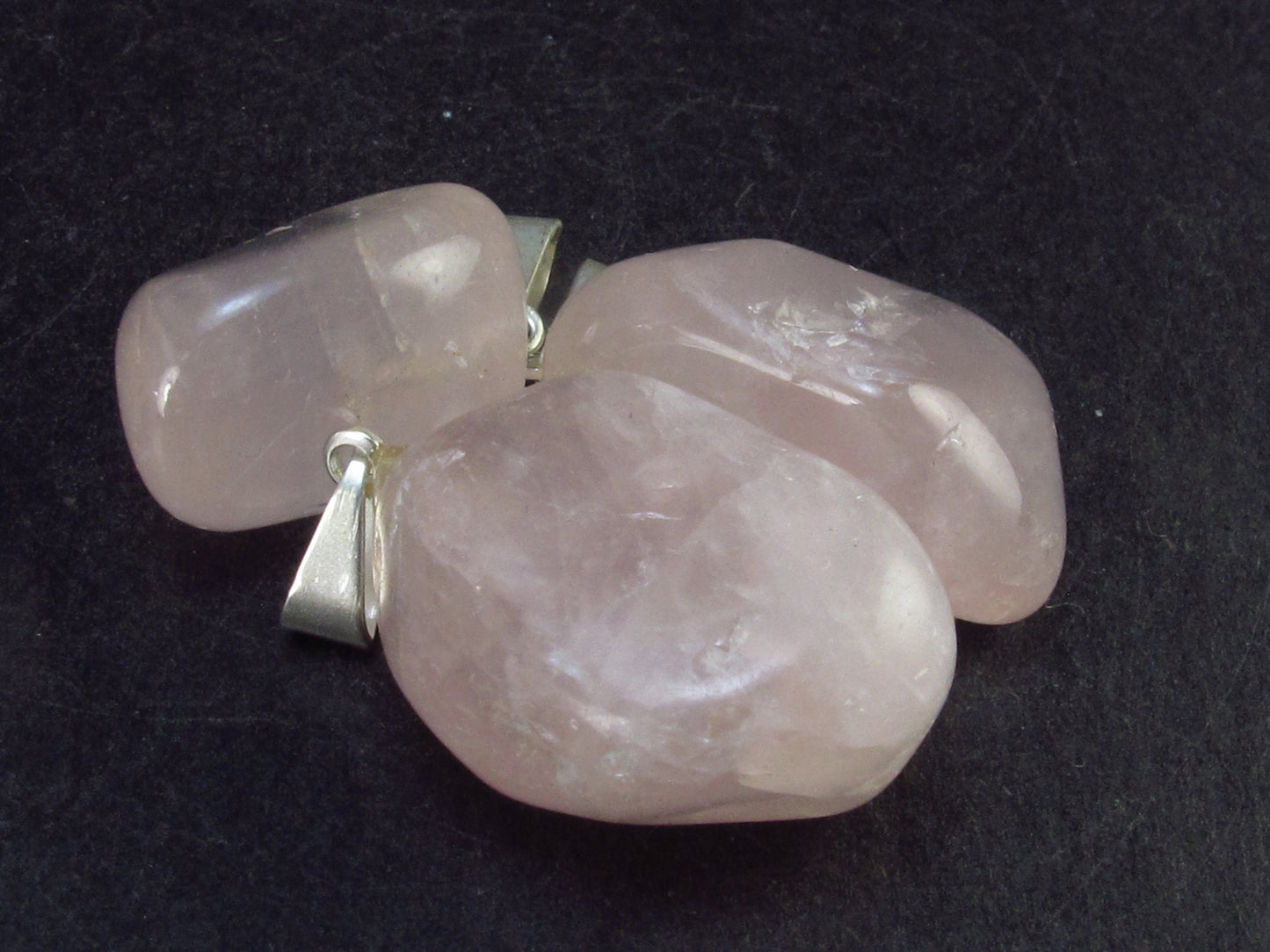Lot of 3 Natural Rose Quartz Pendant from Brazil