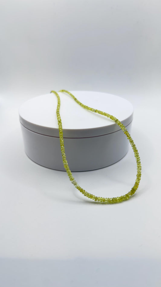 Natural Chrysoberyl Beaded Necklace, Faceted Rondelle Strand, Minimalist Crystal Jewelry