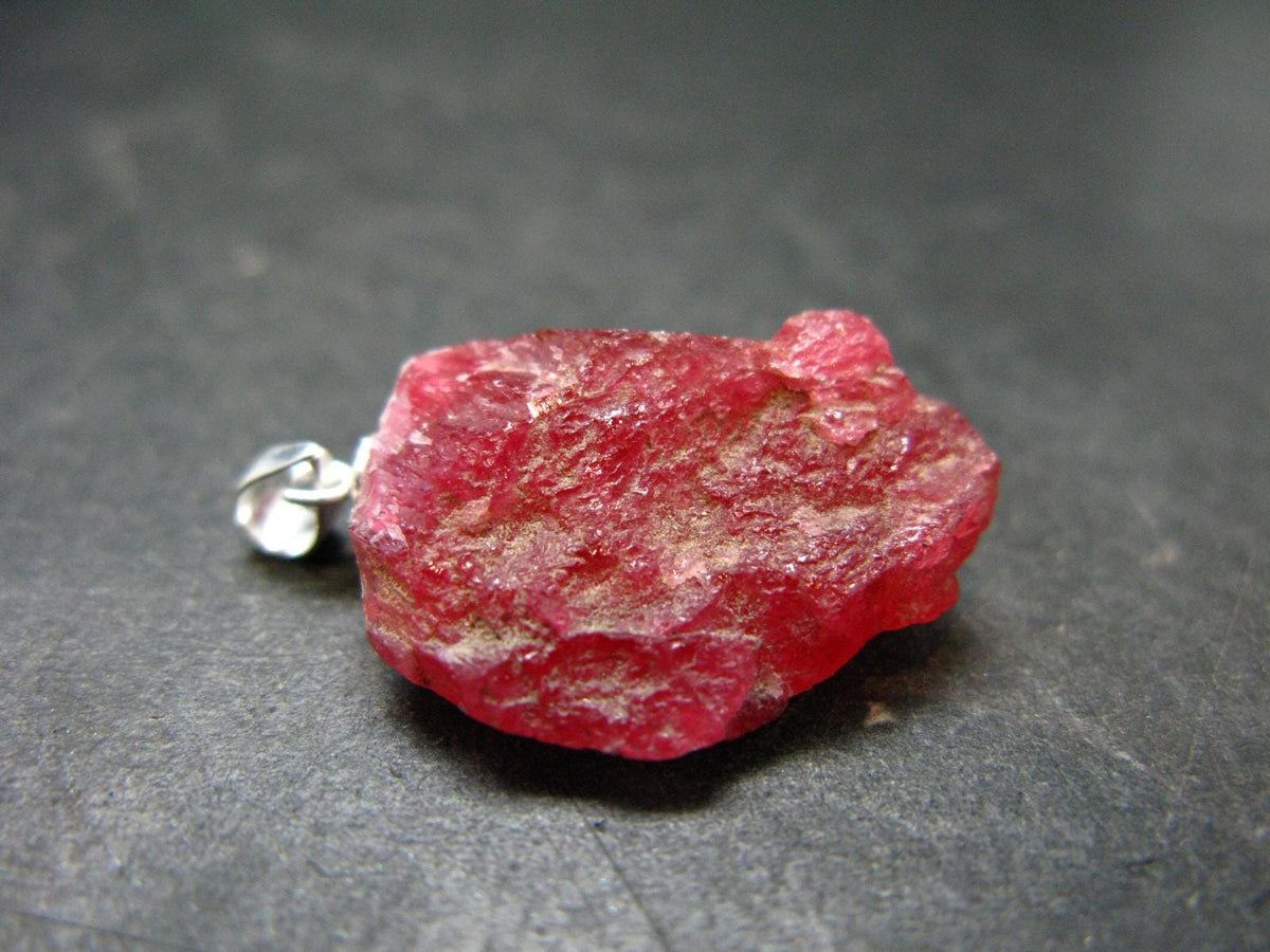 Rare Raw Rhodonite Silver Pendant From Brazil - 1.1" - 5.44 Grams