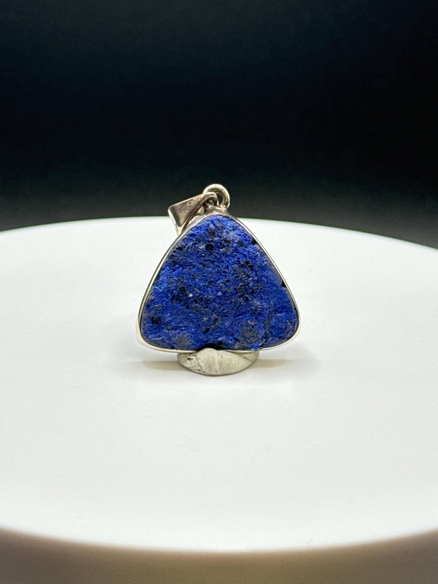 Natural Azurite Silver Pendant | Raw Blue Gemstone Jewelry