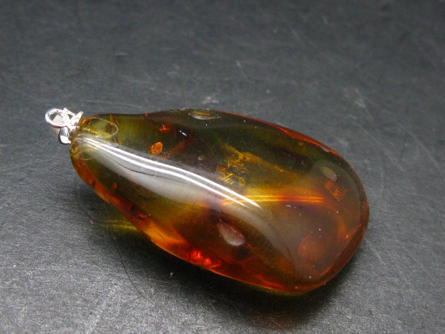 Natural Insects in Baltic Amber 925 Silver Pendant from Poland - 1.8" - 5.43 Grams