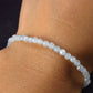 Lightweight Sparkly Faceted Aquamarine Tiny Beads Silver Bracelet from Brazil - Size adjustable - 2.72 Grams
