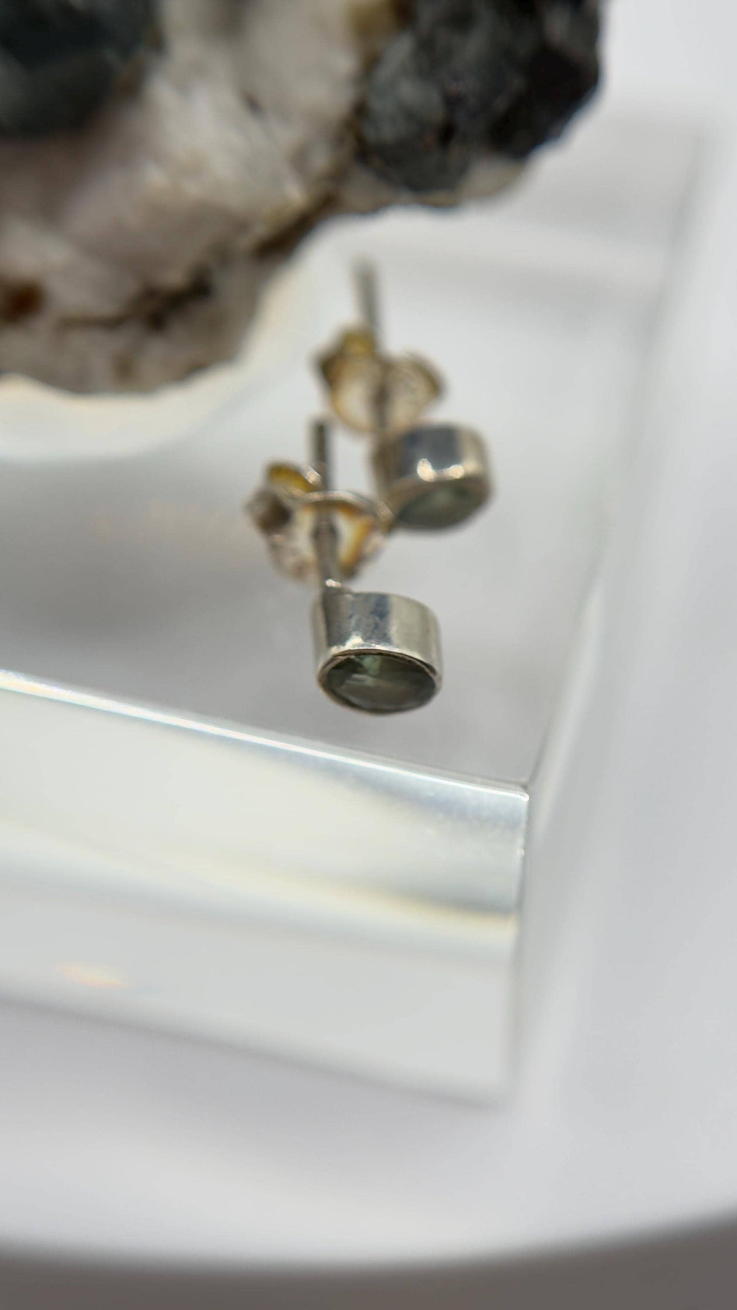 Alexandrite Stud Earrings Color Change Gemstone Silver June Birthstone Minimal Jewelry