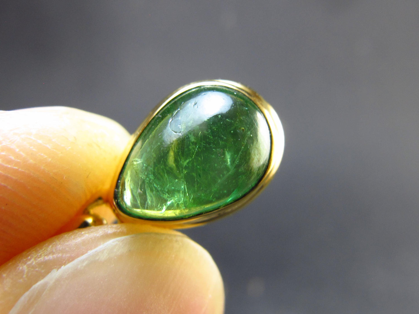 Tsavorite Green Garnet Gold Plated Silver Pendant from Tanzania - 0.7" - 1.67 Grams