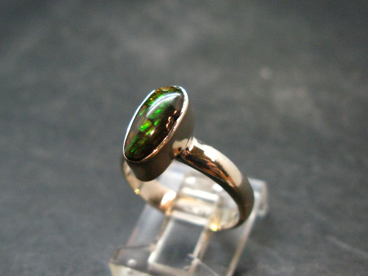 Ammolite Amolite Sterling Silver Ring From Canada - 3.05 Grams - Size 6