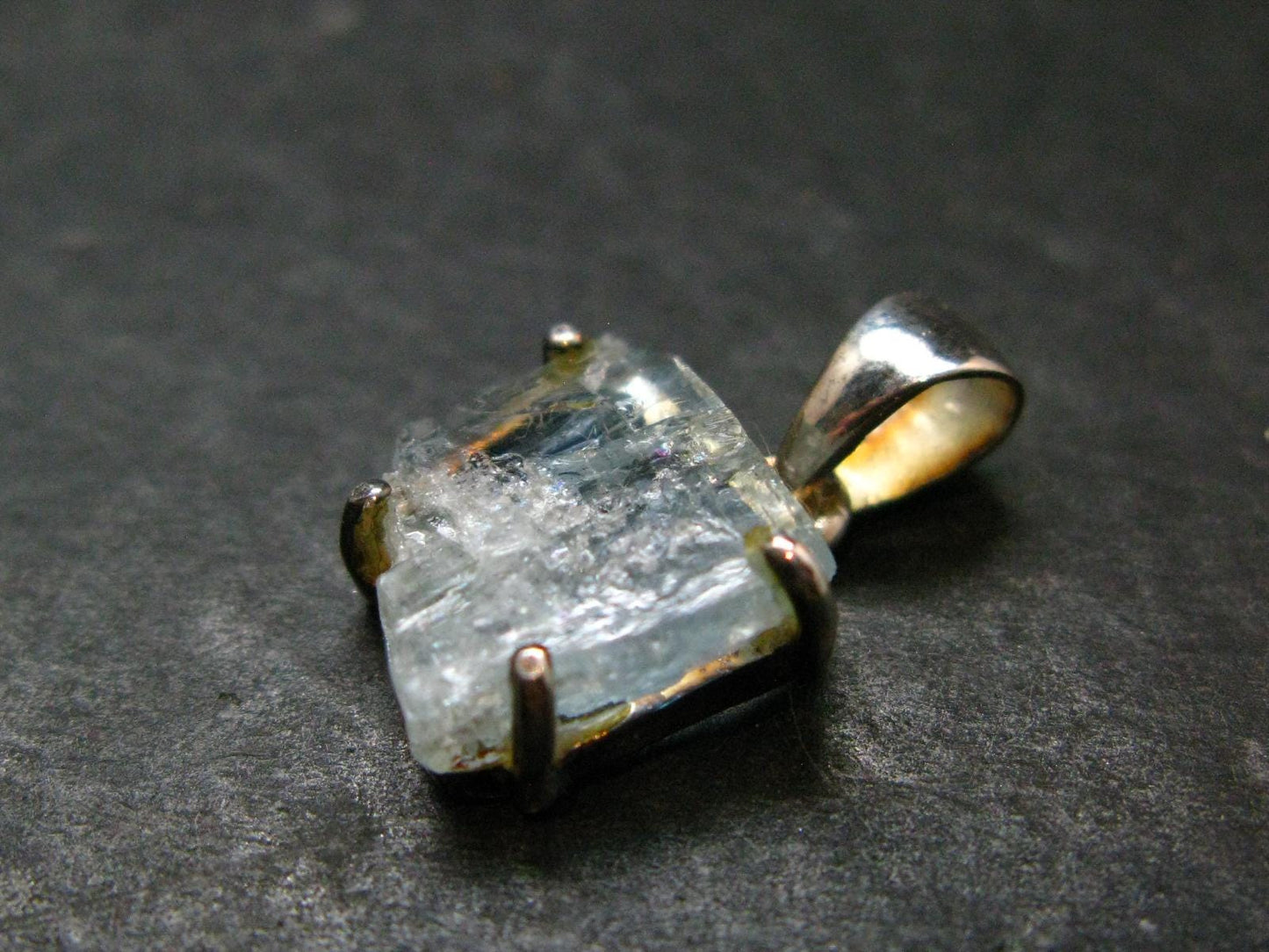 Fantastic Gemmy Aquamarine Crystal Silver Pendant From Brazil - 0.9" - 1.68 Grams