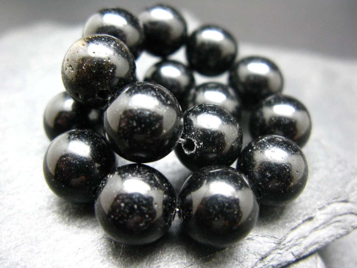 Tibetan Tektite Genuine Bracelet ~ 7 Inches ~ 12mm Round Beads