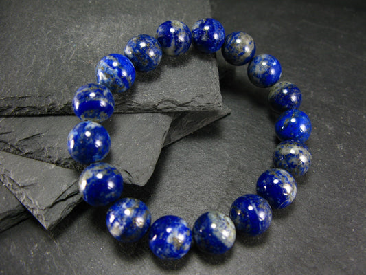 Lapis Lazuli Lazurite Genuine Bracelet ~ 7 Inches ~ 12mm Round Beads