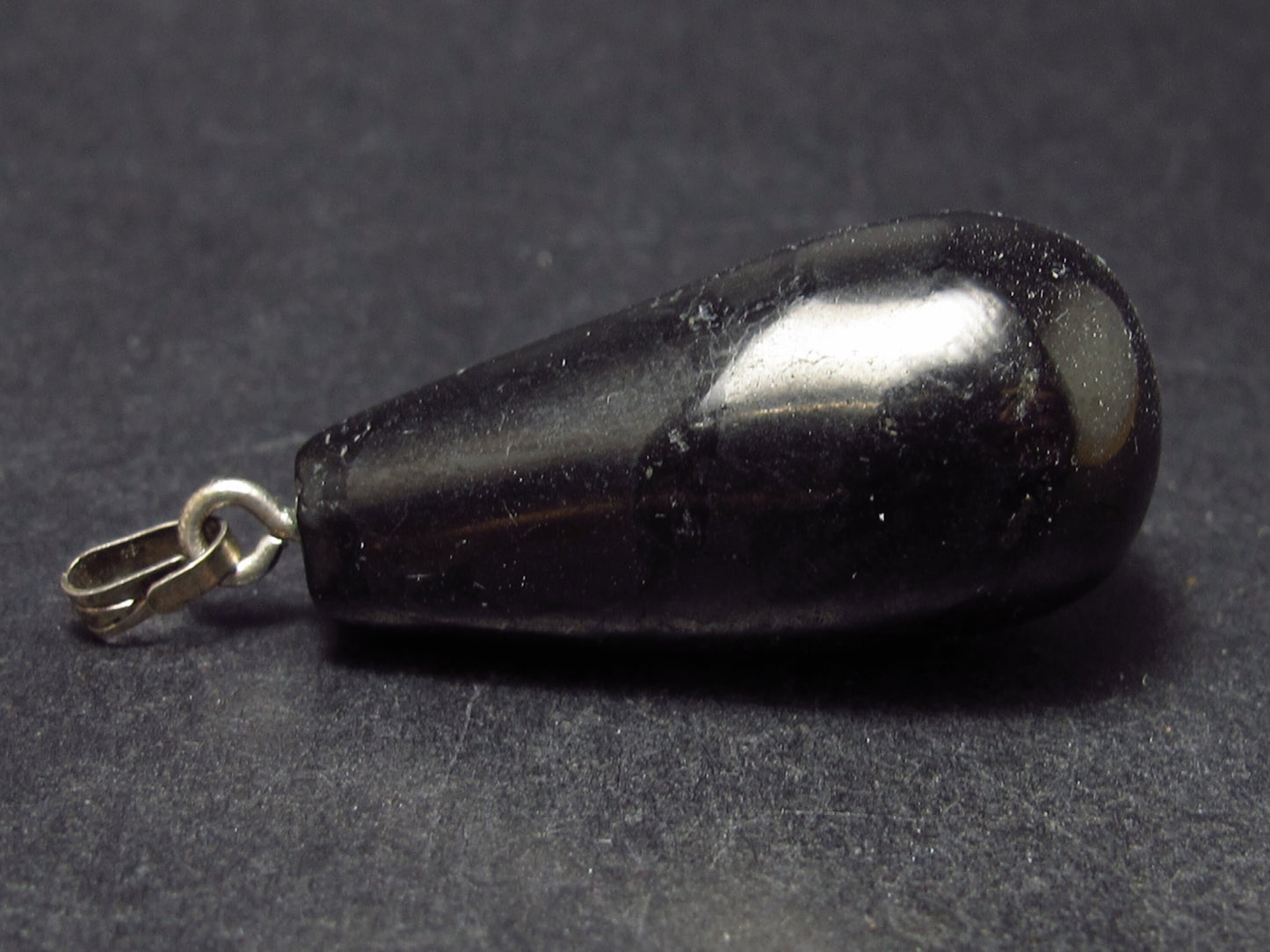 Genuine Drop Shape Black Shungite Pendant From Russia - 1.5"