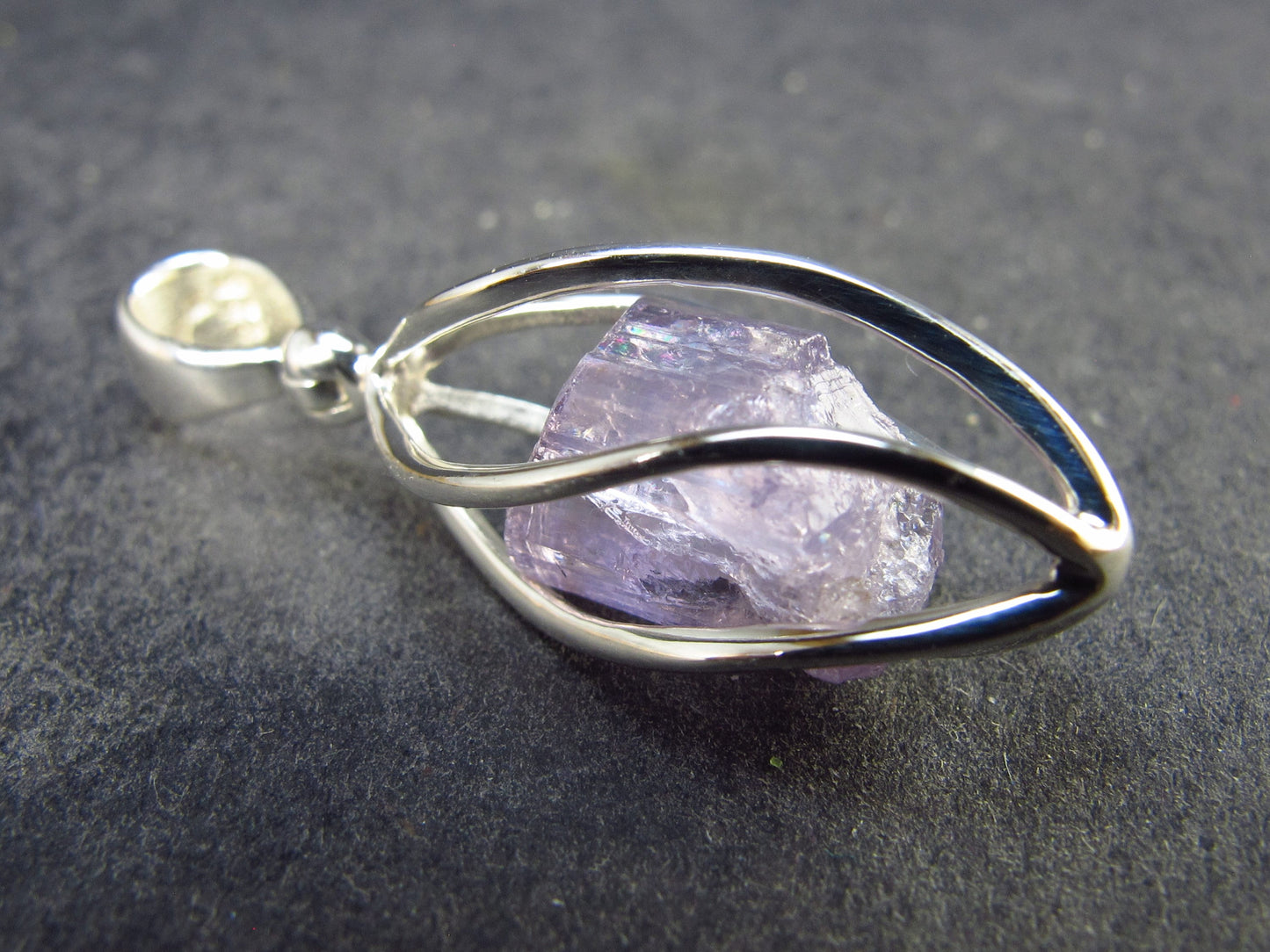 Purple Scapolite Pendant in SS From Afghanistan - 1.3" - 2.57 Grams