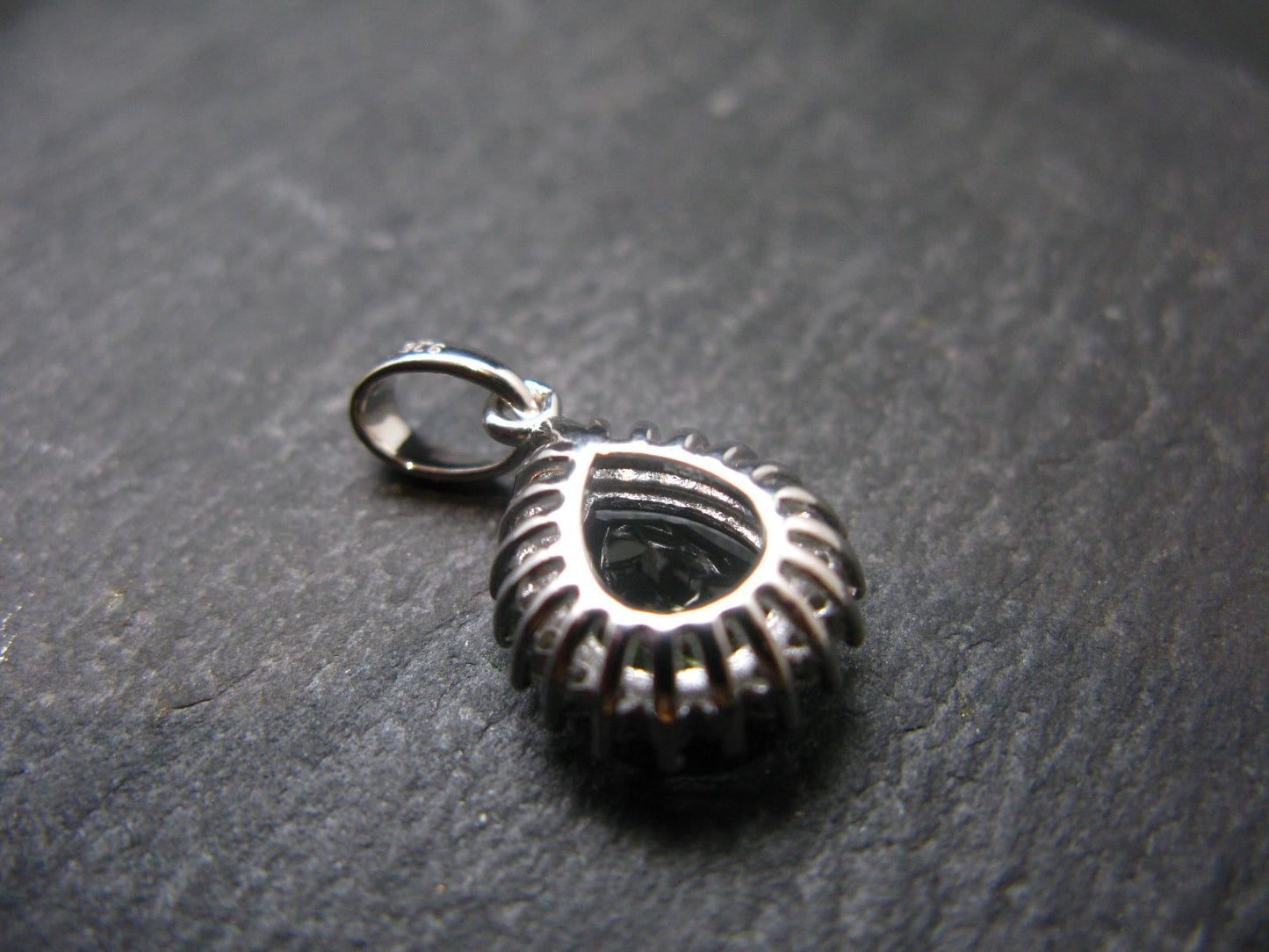 Moldavite Tektite Silver Pendant from Czech Republic - 0.9" - 2.27 Grams