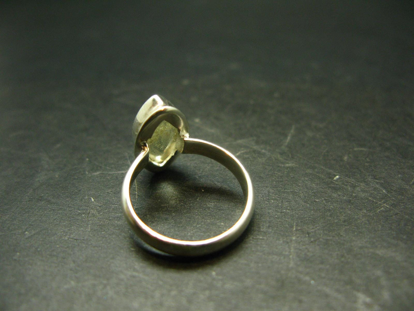 Libyan Desert Glass Tektite Sterling Silver Ring from Libya - Size 5 - 3.57 Grams