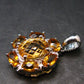 Yellow Citrine Gem Facetted Sterling Silver Pendant From Brazil With CZ - 0.9" - 3.16 Grams