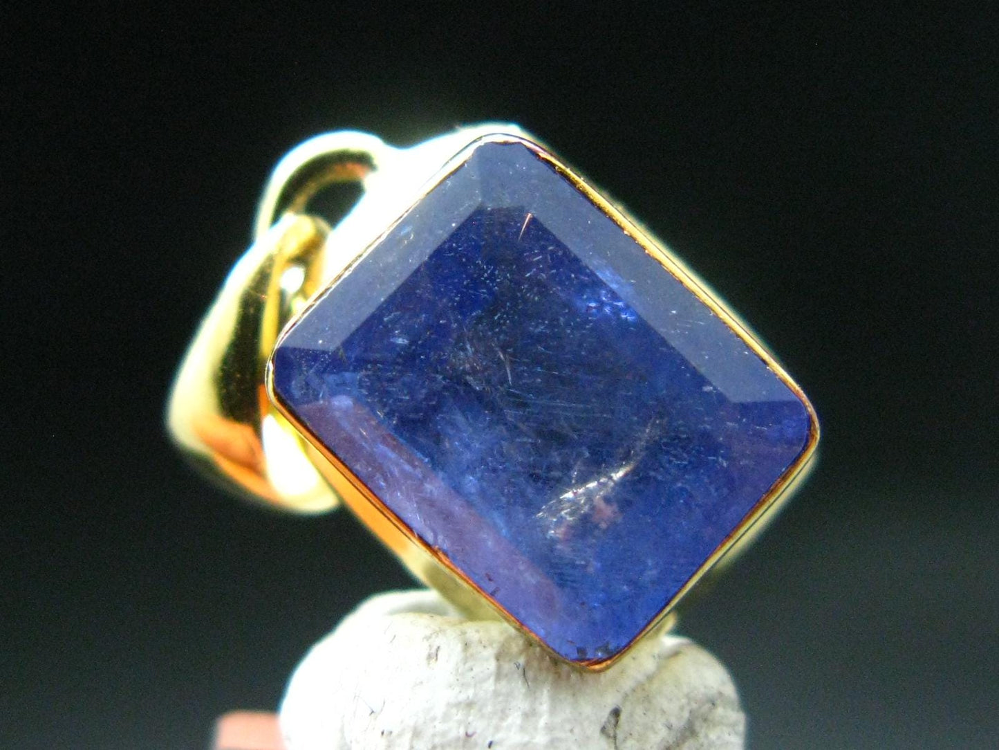 Natural Faceted Tanzanite Gold Plated Sterling Silver Pendant from Tanzania - 0.8"