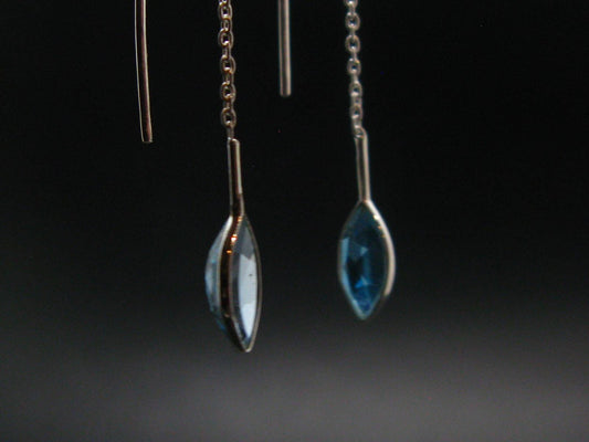 Blue Topaz 925 Silver Earrings from Brazil - 2.2" - 1.33 Grams