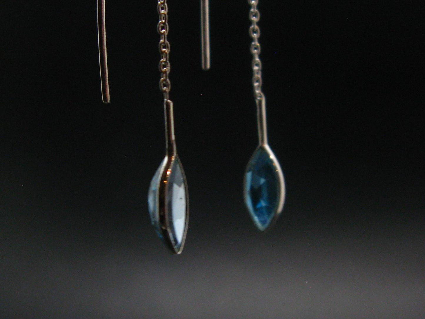 Blue Topaz 925 Silver Earrings from Brazil - 2.2" - 1.33 Grams