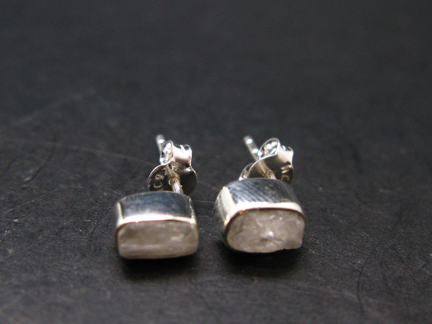 Natrolite Stud Earrings Sterling Silver From Tanzania - 1.34 Grams