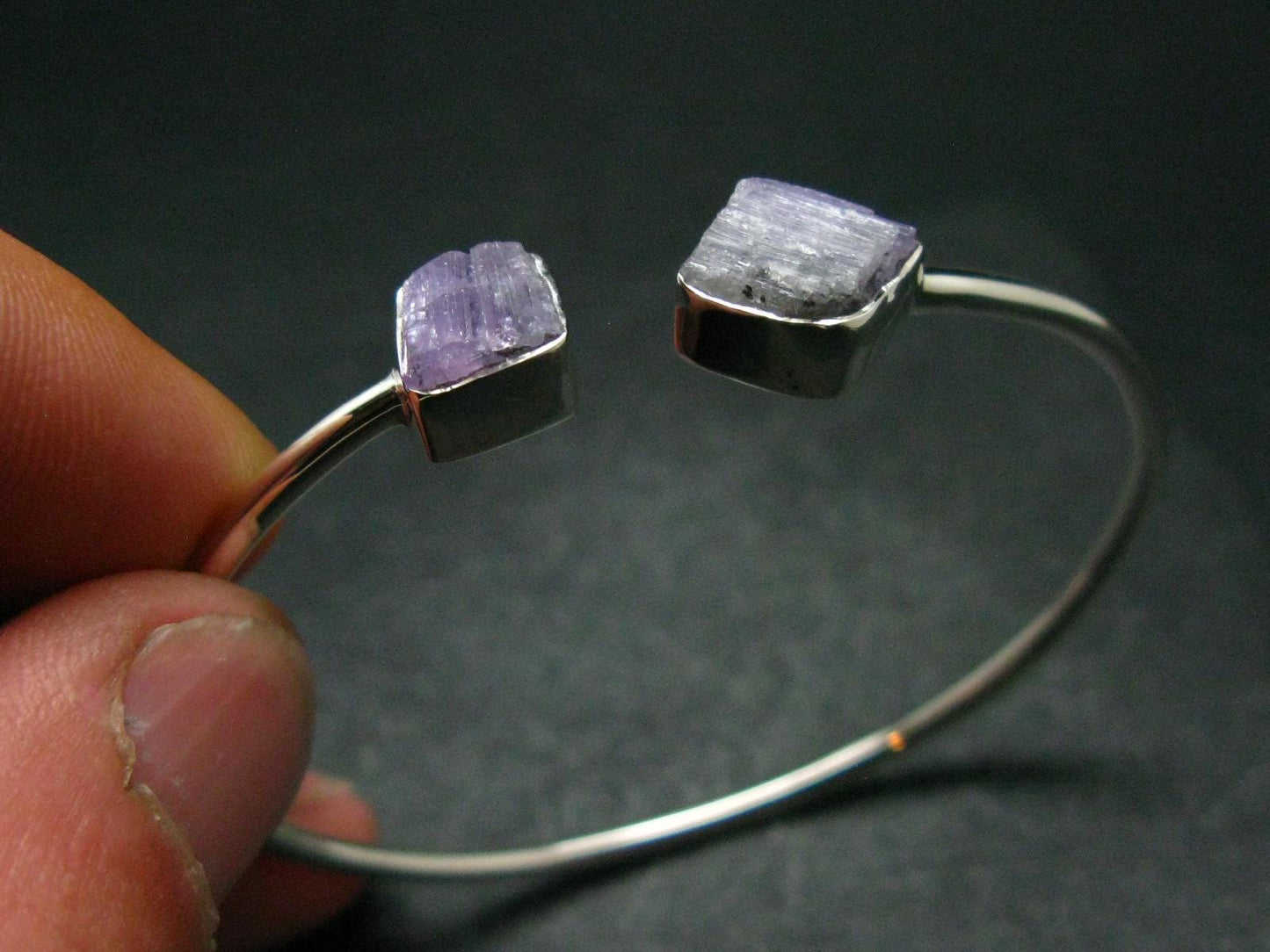 Pink Tanzanite Silver Twister Bracelet From Tanzania - 5.56 Grams - Adjustable length