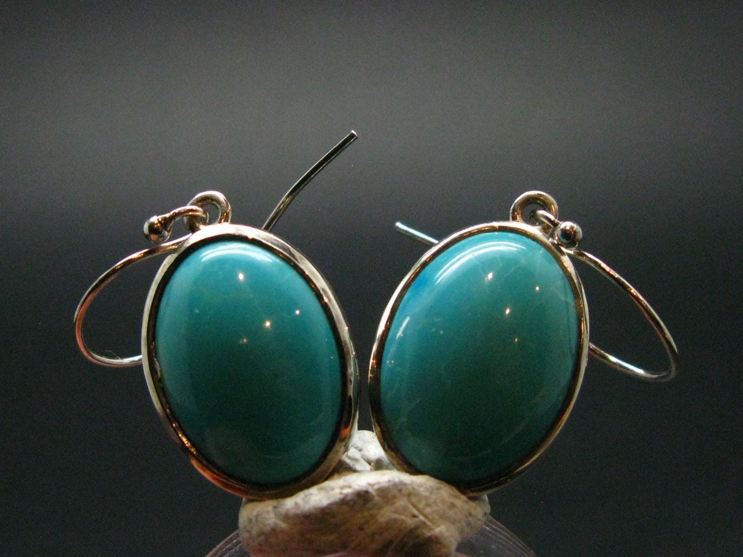 Nice Raw Natural Turquoise Sterling Silver Earrings from Mexico - 6.0 Grams