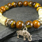 Tiger Eye & Rutilated Quartz Genuine Bracelet ~ 7 Inches ~ 8mm Round Beads