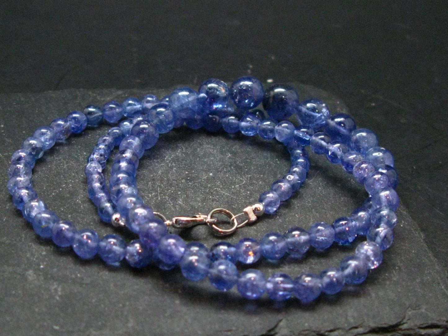 Gem Tanzanite Zoisite Necklace Beads From Tanzania - 20" - 25.11 Grams
