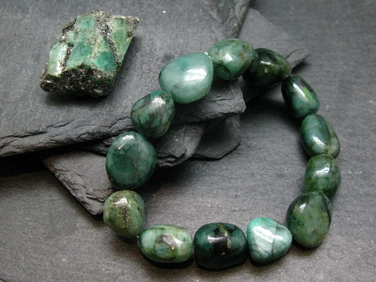 Emerald Genuine Bracelet ~ 7 Inches ~ 15mm Tumbled Beads