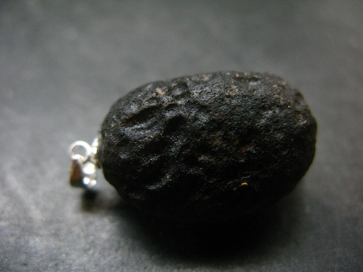 Colombianite Pseudotektite Silver Pendant from Colombia - 10.16 Grams - 1.3"