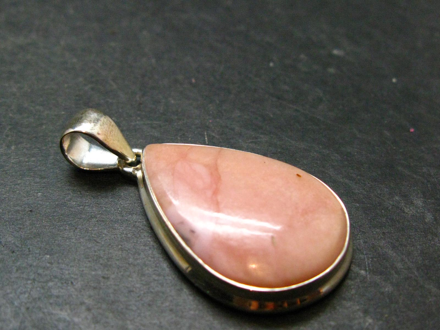 Pink Opal Sterling Silver Pendant From Peru - 1.6"