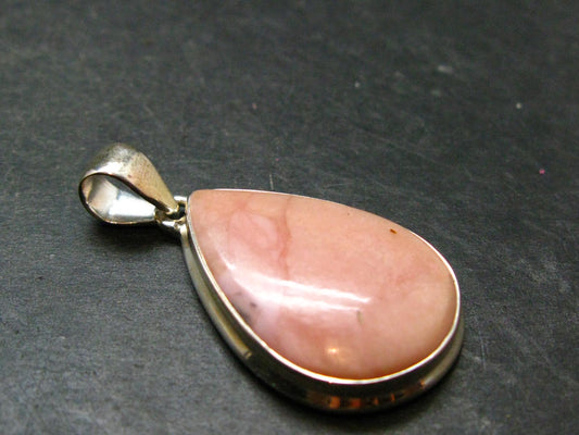 Pink Opal Sterling Silver Pendant From Peru - 1.6"