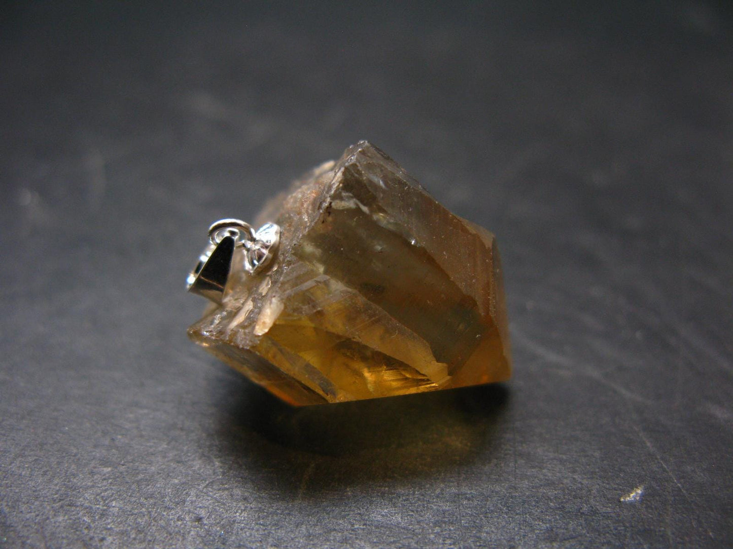 Natural Unheated Citrine Sterling Silver Pendant from Zambia - 0.9" - 7.09 Grams