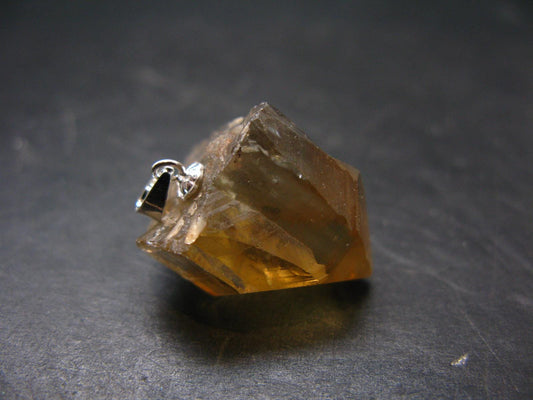 Natural Unheated Citrine Sterling Silver Pendant from Zambia - 0.9" - 7.09 Grams