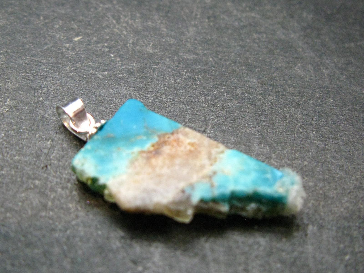 Genuine Turquoise Silver Pendant From Sleeping Beauty Arizona - 1.2" - 1.43 Grams