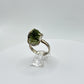 Raw Moldavite Sterling Silver Ring – Unique Cosmic Green Tektite Jewelry - Size 9.5