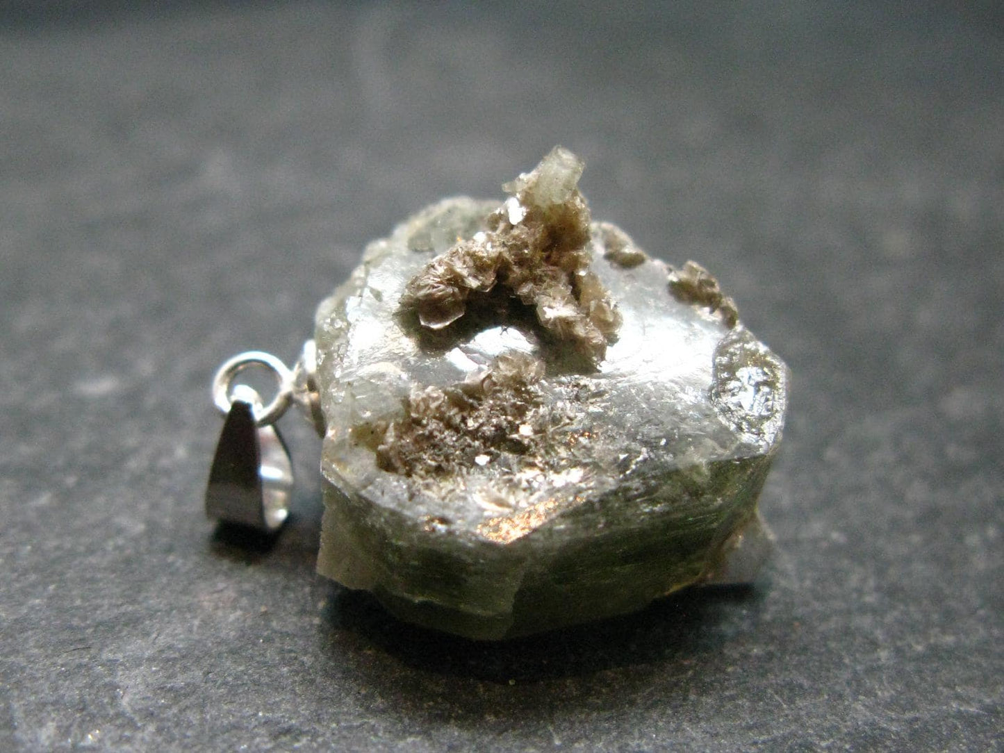 Green Apatite Crystal Silver Pendant From Portugal - 0.9" - 4.59 Grams